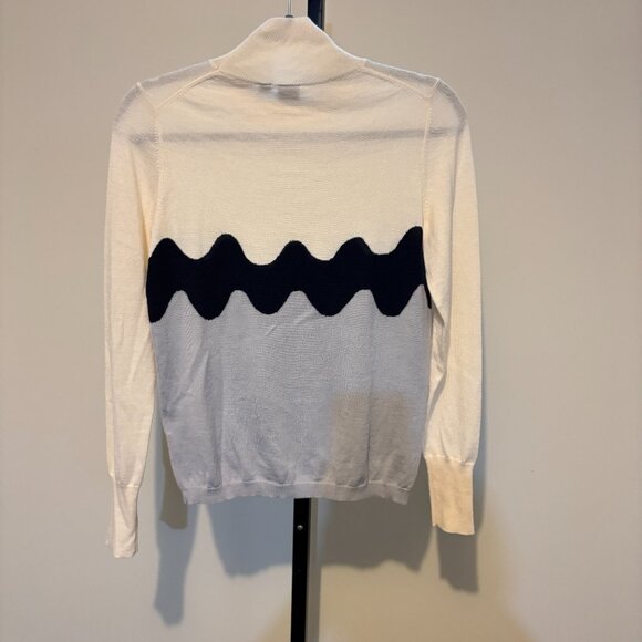 Marimekko Uniqlo Cream Black Gray Mock Neck Long Wool Blend Sweater - Picture 7 of 9